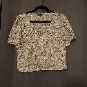 Black and white button up top